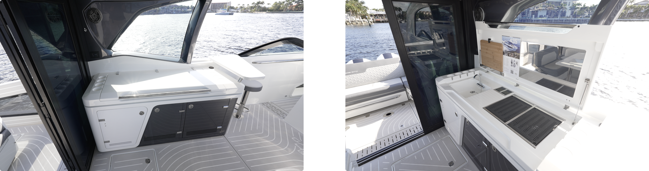 Galeon 435 GTO Chest in the closed and open position