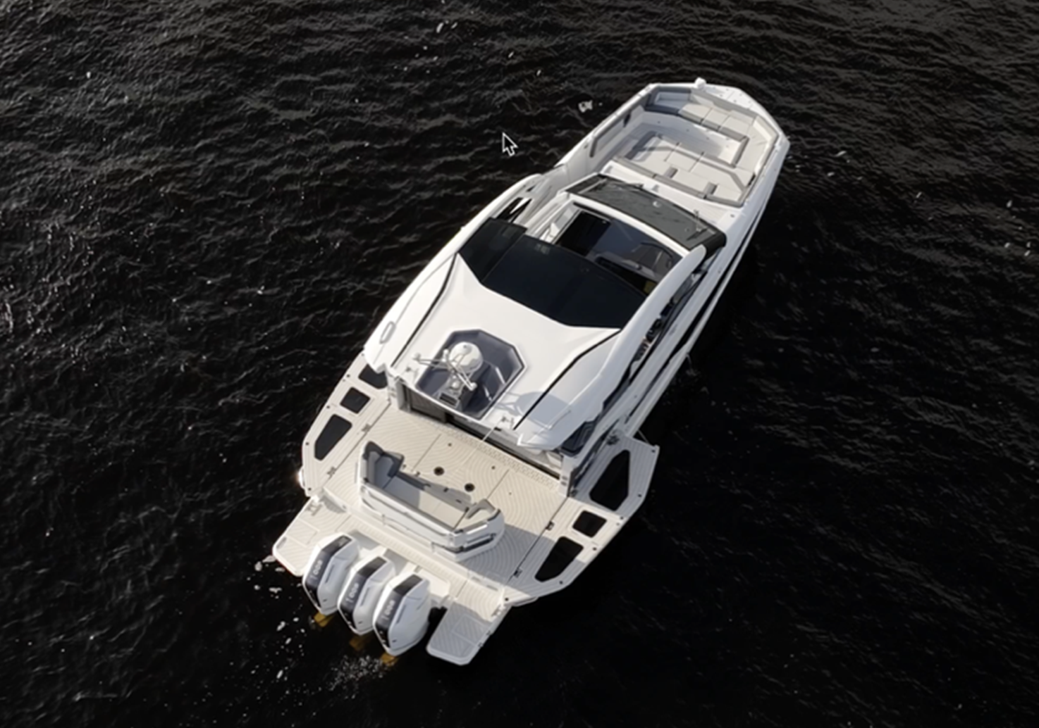 Galeon 435 GTO Overhead view with both balconies extended