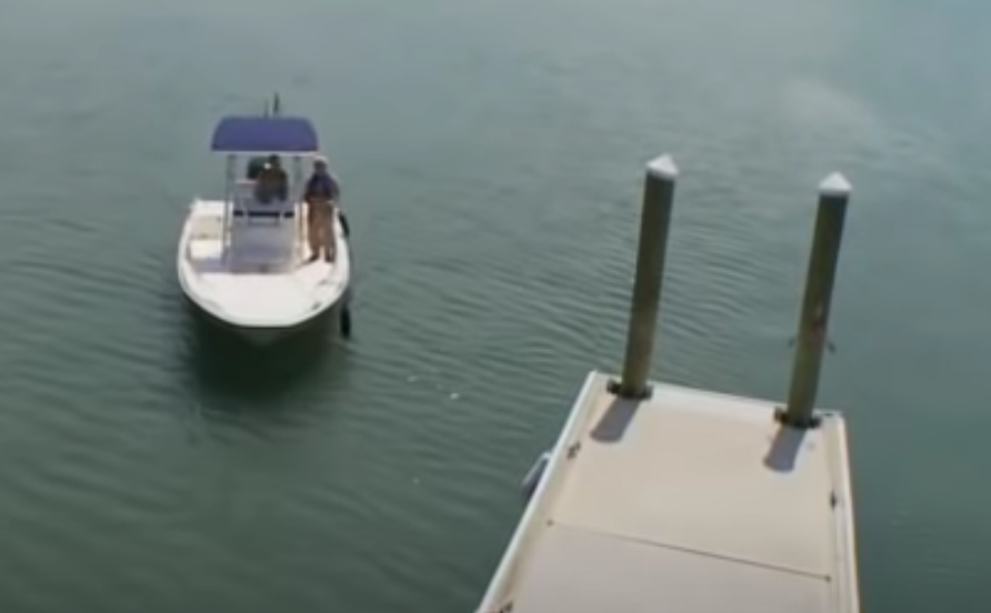 docking a boat, pulling up to a dock