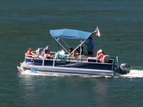 Pontoon boat on the water