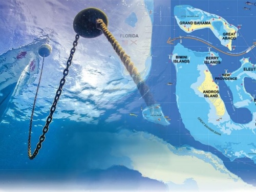 Map, anchoring tips in the Bahamas