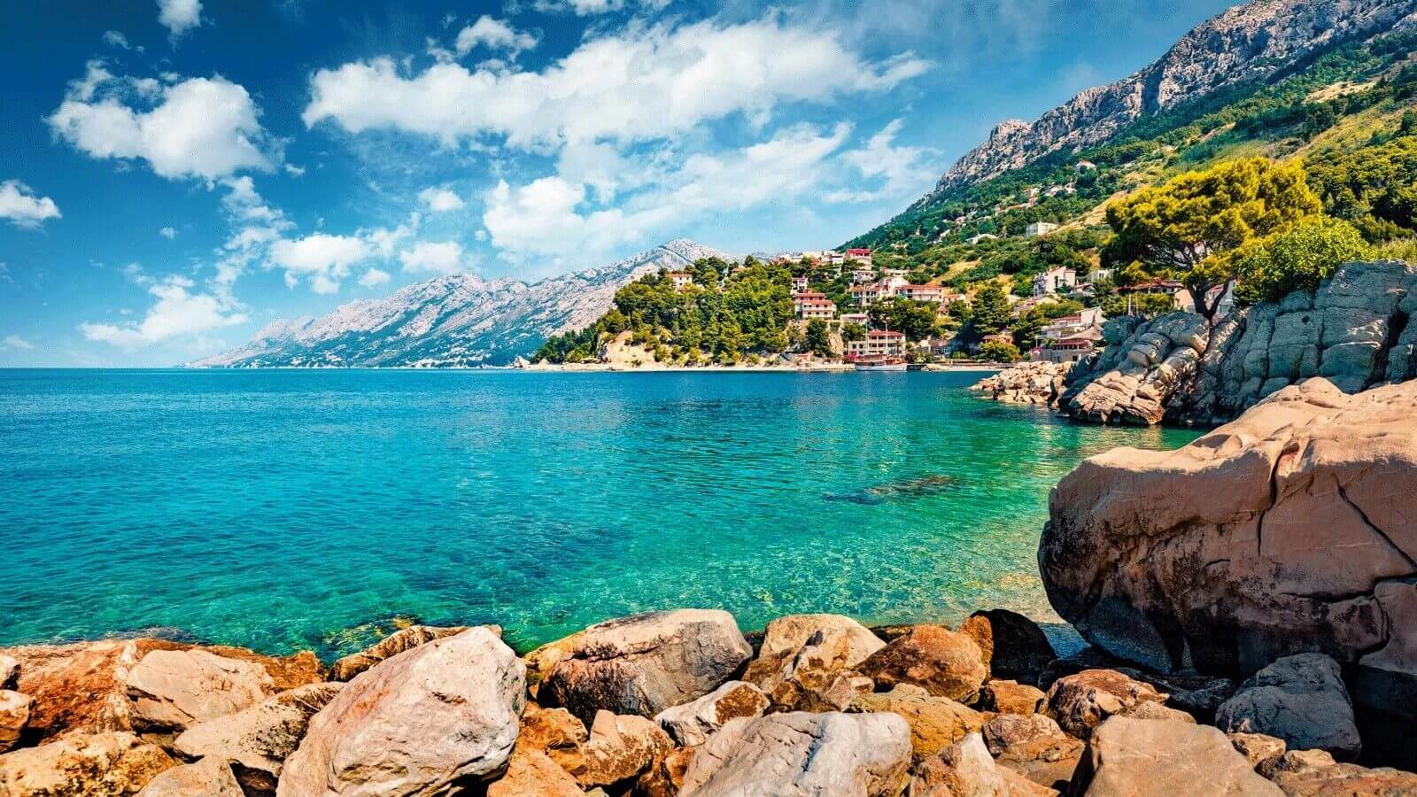 Scenic view of the beautiful Adriatic coast with crystal-clear water 