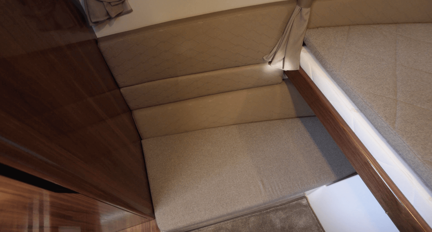 Aquador 300 HT couch for sitting or double as a young child's berth