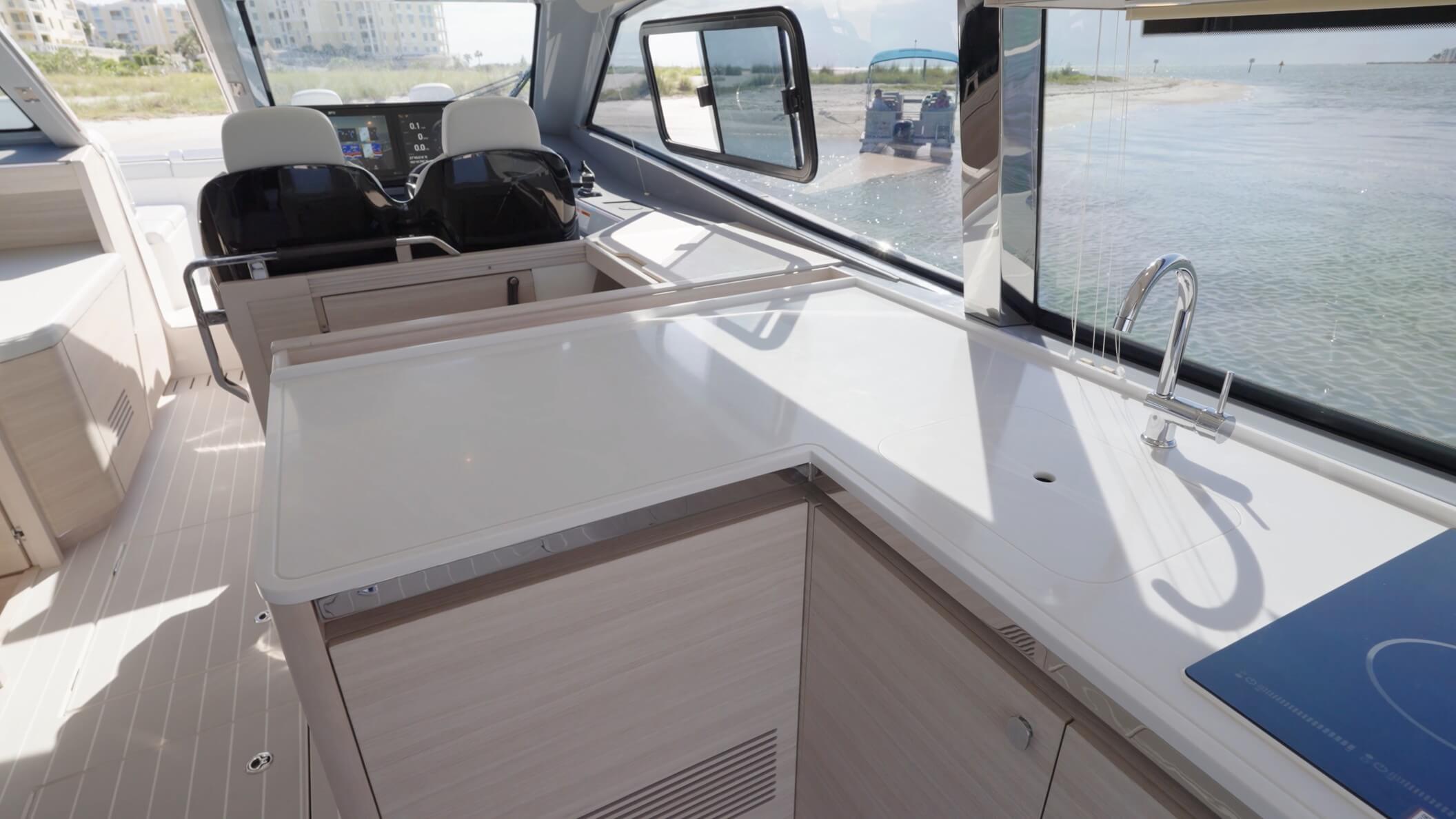 Aquila 42 Coupe Power Catamaran large galley countertop