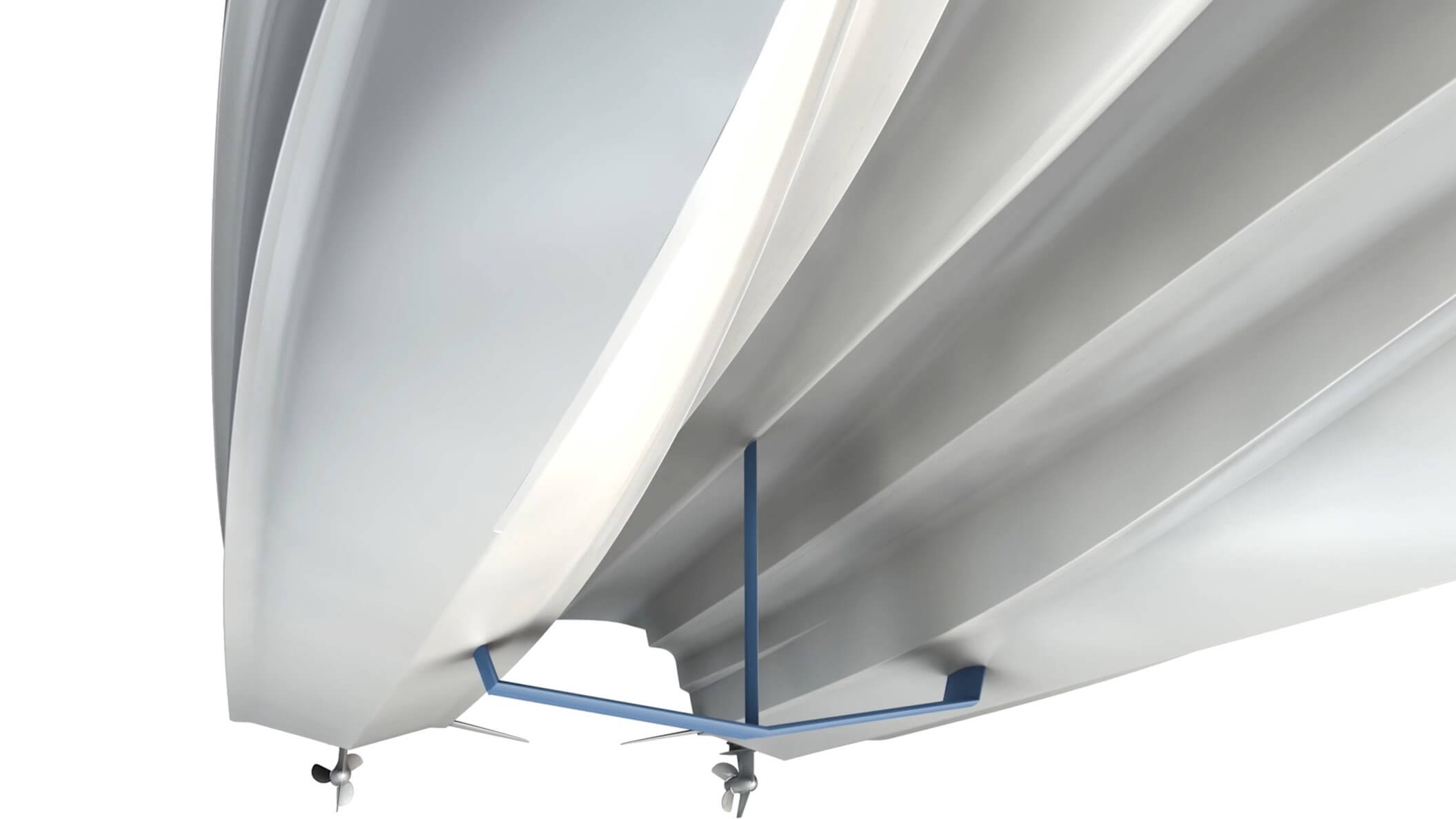 Aquila 42 Coupe Power Catamaran carbon-fiber foil spanning the hulls