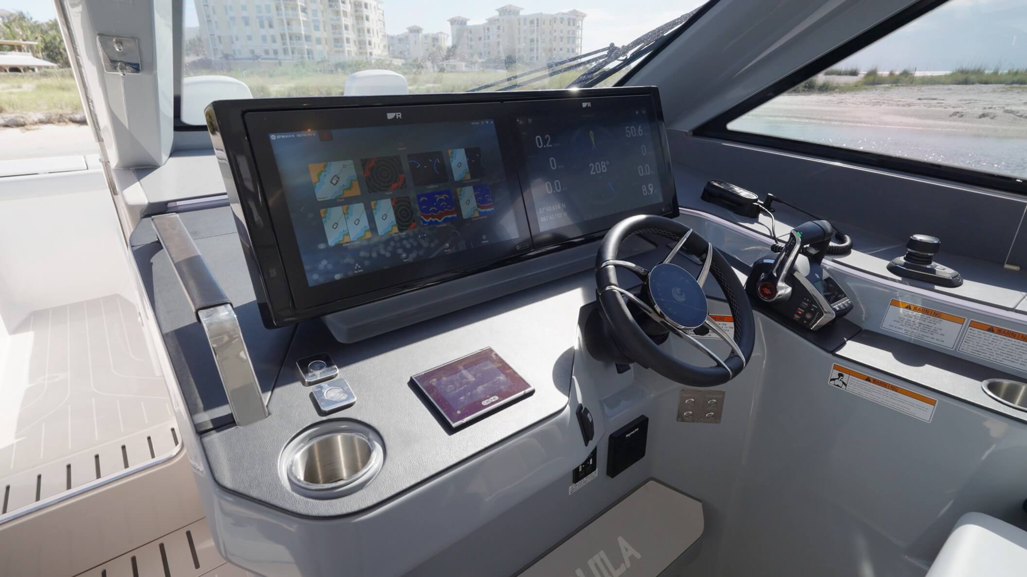 Aquila 42 Coupe Power Catamaran starboard helm