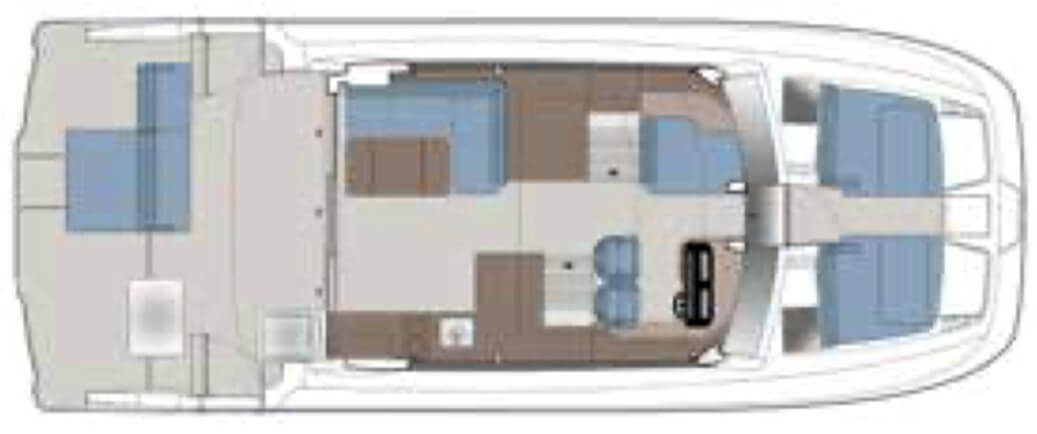 Aquila 42 Coupe Power Catamaran layout with optional sterndrive diesel inboards