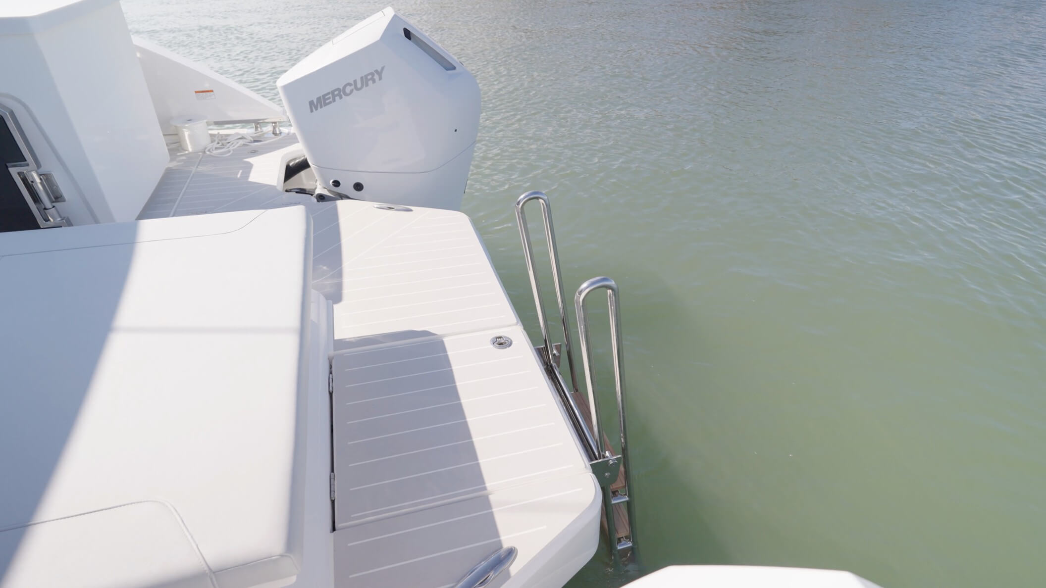 Aquila 42 Coupe Power Catamaran swim platform