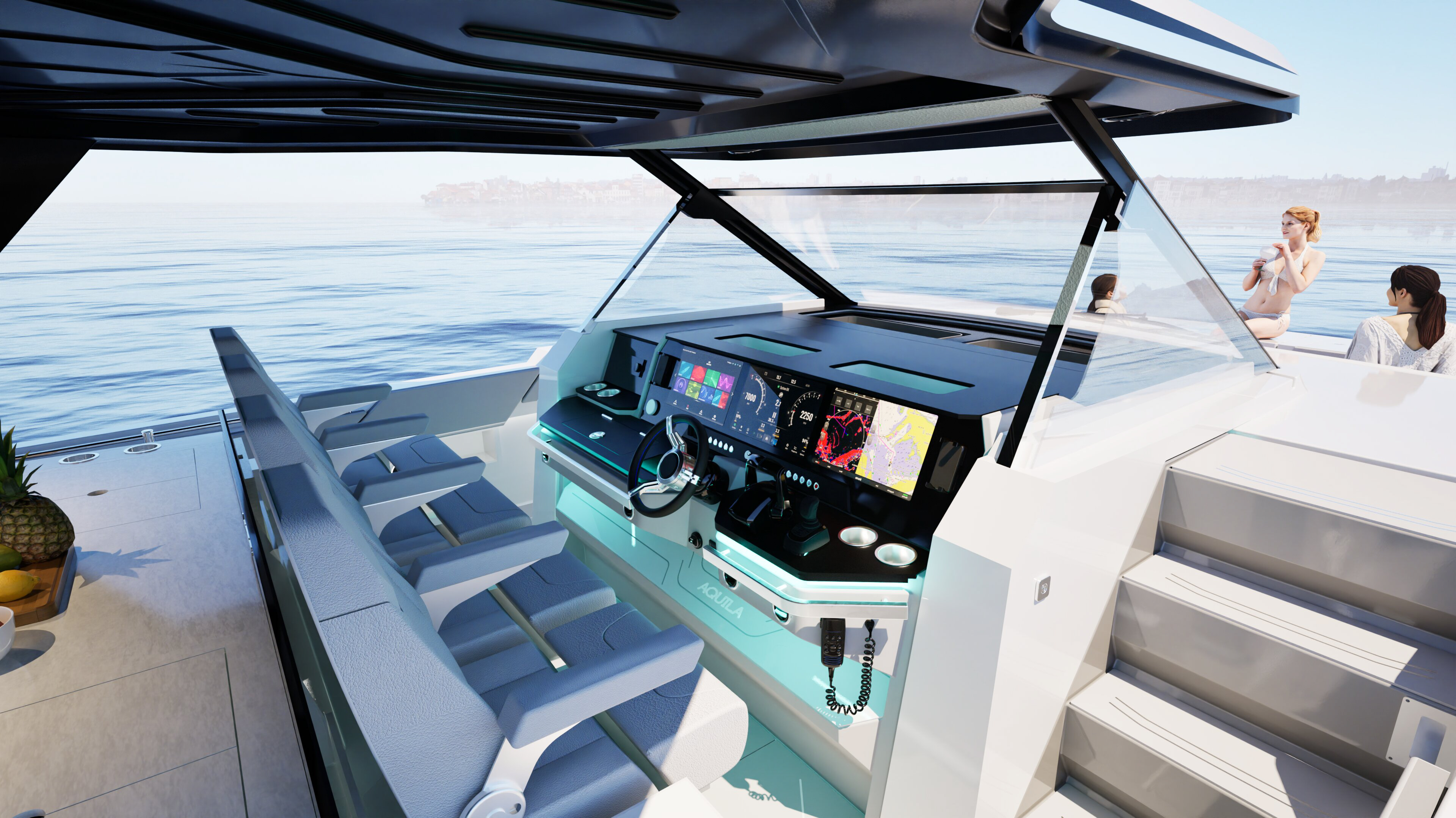Aquila 45 Sport Power Catamaran helm