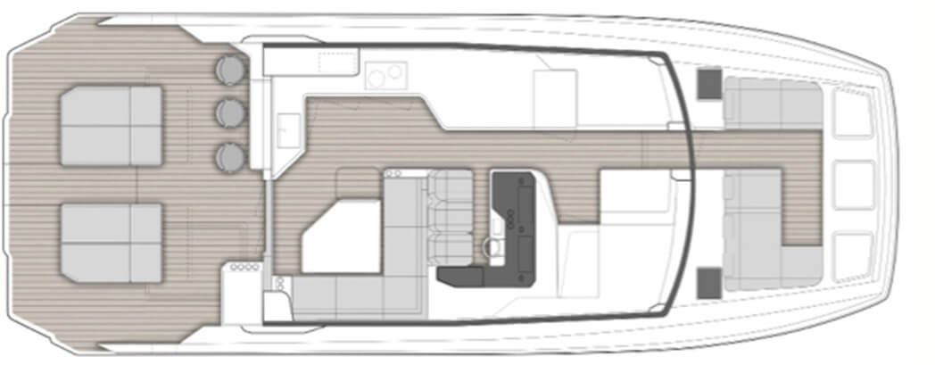 Aquila 46 Coupe Power Catamaran layout with optional inboards