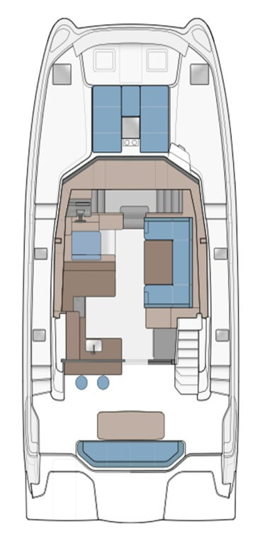 Aquila 46 Powercat optional lower helm layout