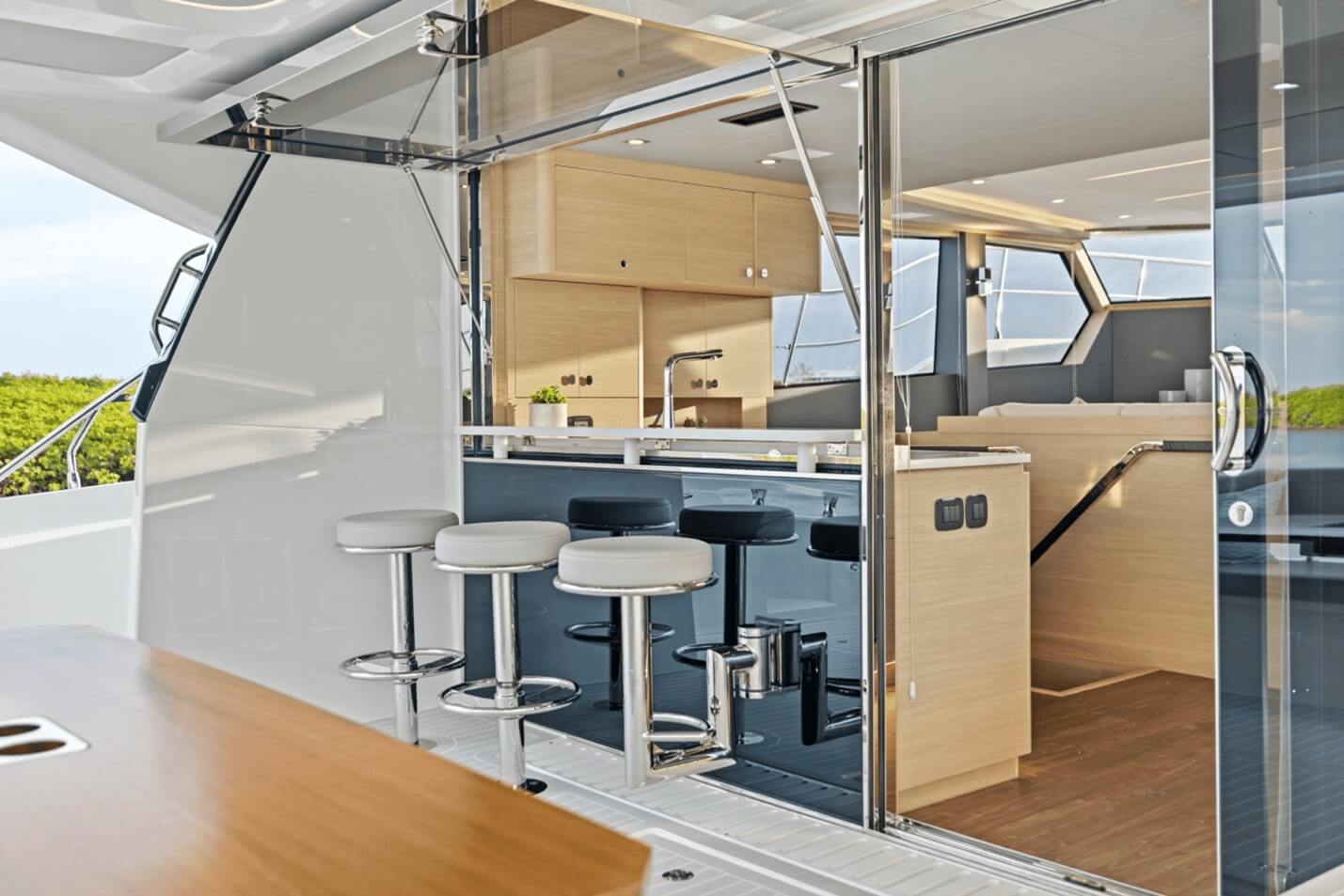 Aquila 50 bulkhead separating the aft deck from the main deck