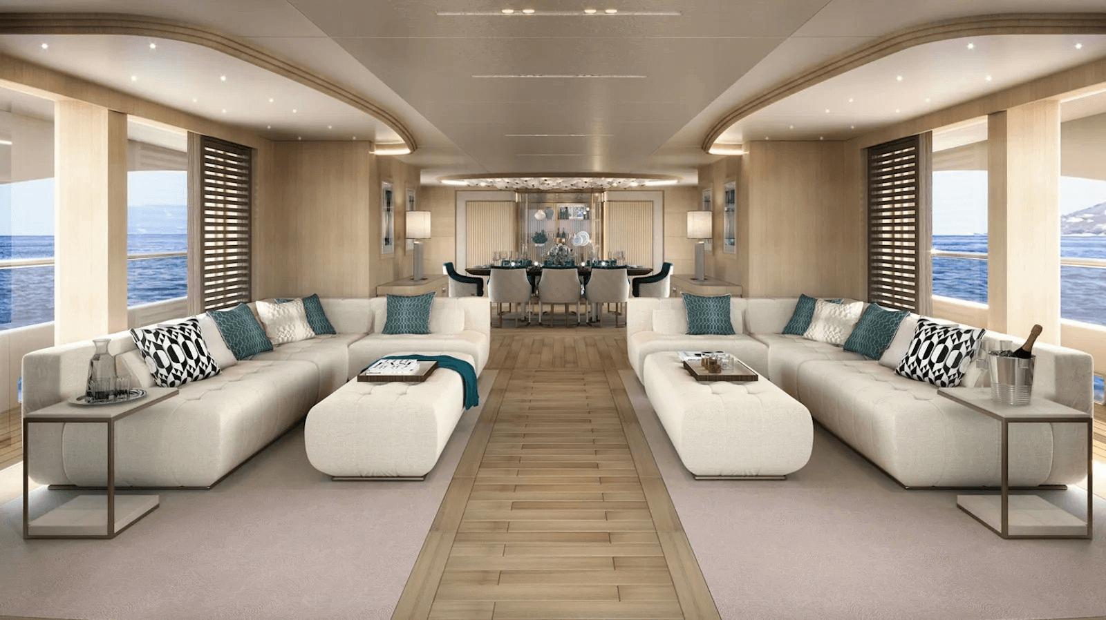 Superyacht Iryna living and dining