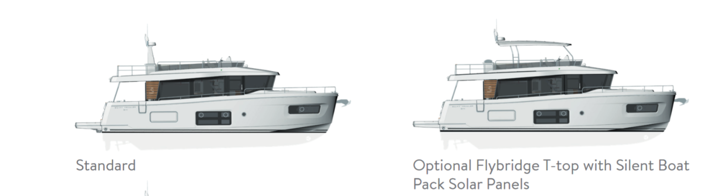 Beneteau Swift Trawler 54 available with low hamper or T-top