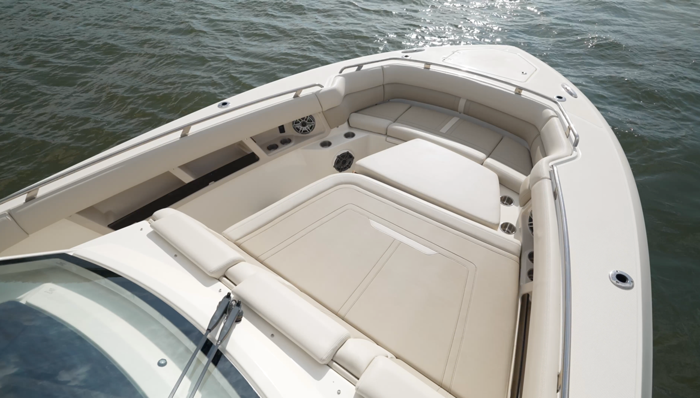 Boston Whaler 350 Realm lounging area or room for fishing