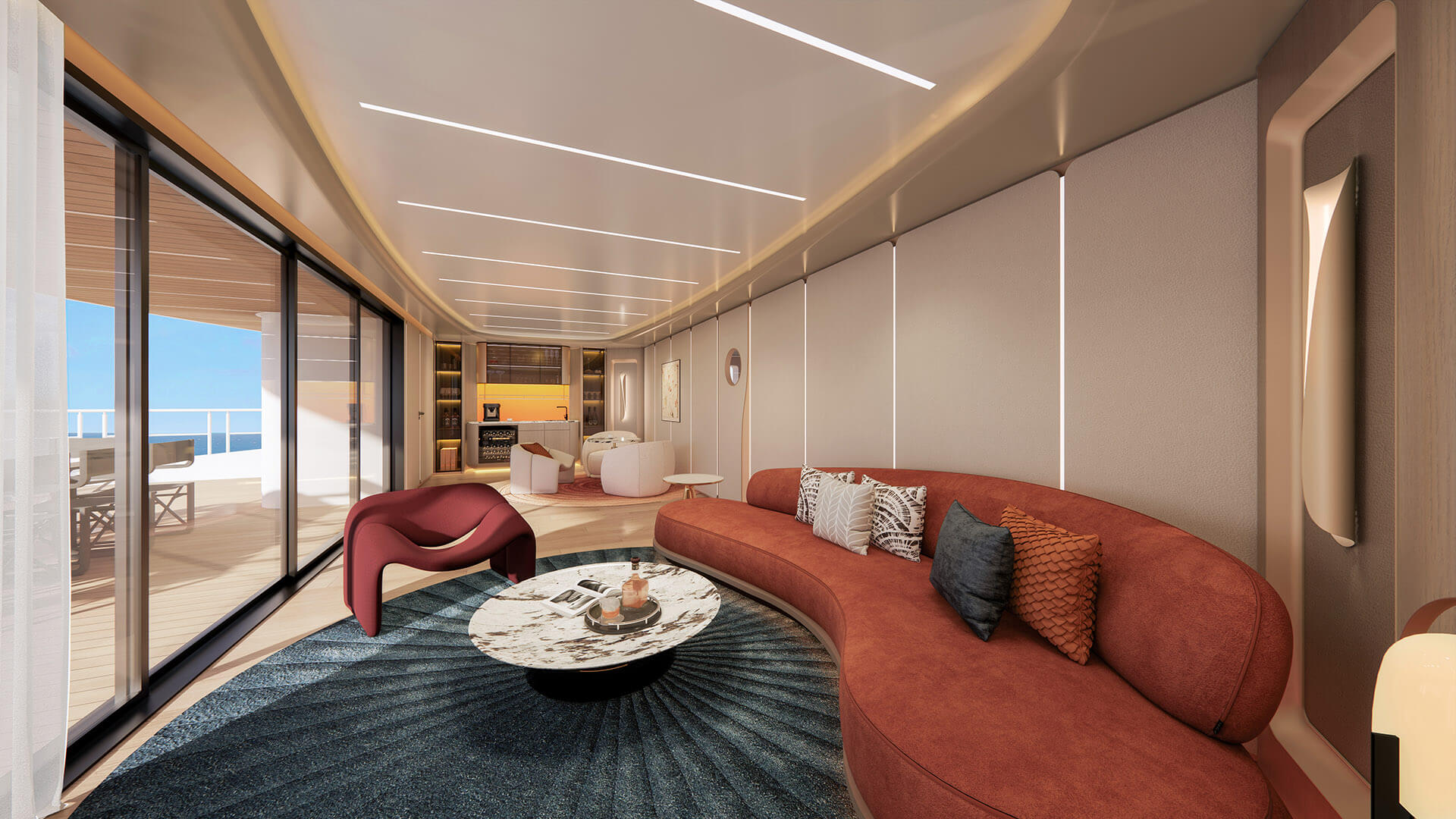 CL Yachts CLC115 mid deck lounge