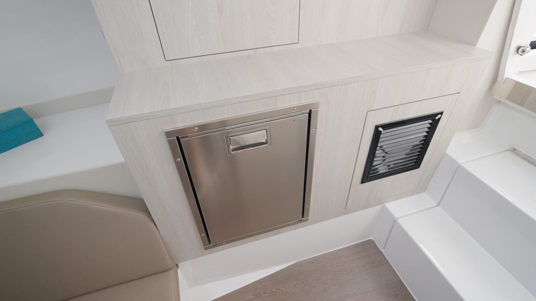 Cruisers 38 VTR pull-out refrigerator in cabin