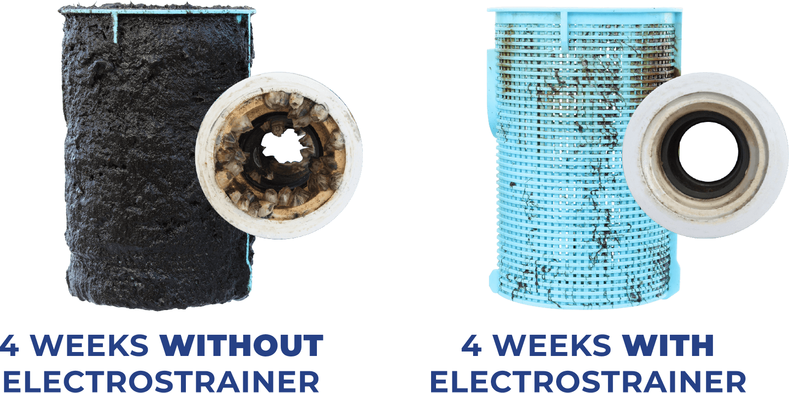 ElectroSea ElectroStrainer with and without electrostrainer