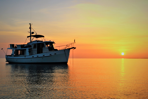 Trawler anchored at Annie Bight, Eleuthera