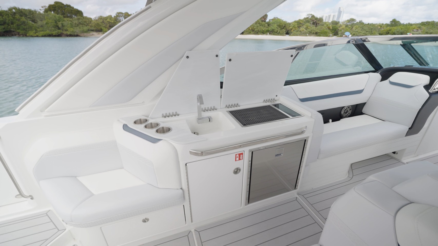 Formula 360 CBR OB cockpit galley