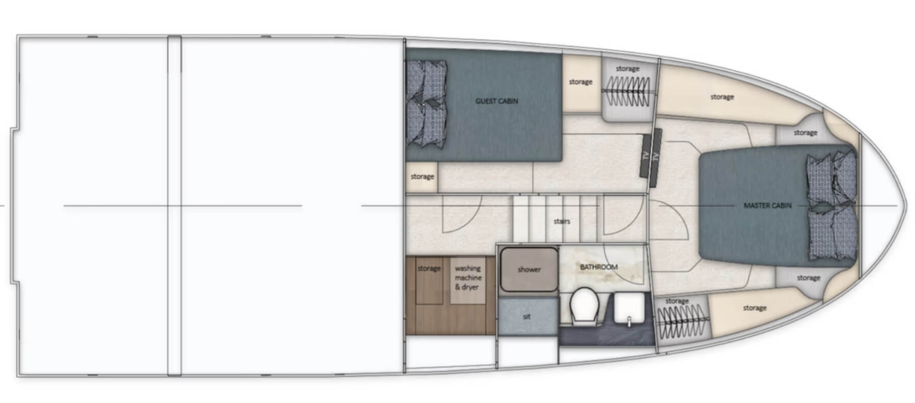 Galeon 430 EXP accommodations layout