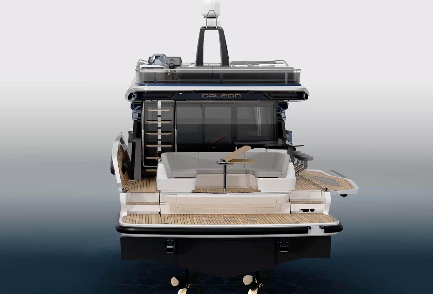 Galeon 430 EXP fold out balconies and a large swim platform