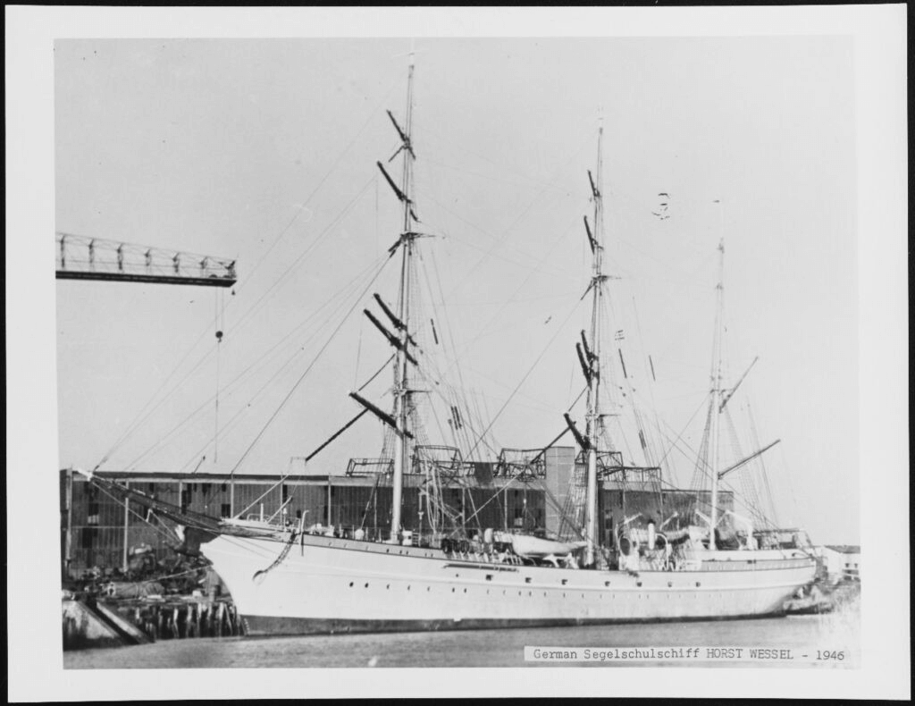 German Segelschulschiff HORST WESSEL, 1946. NH 111356, Naval History and Heritage Command