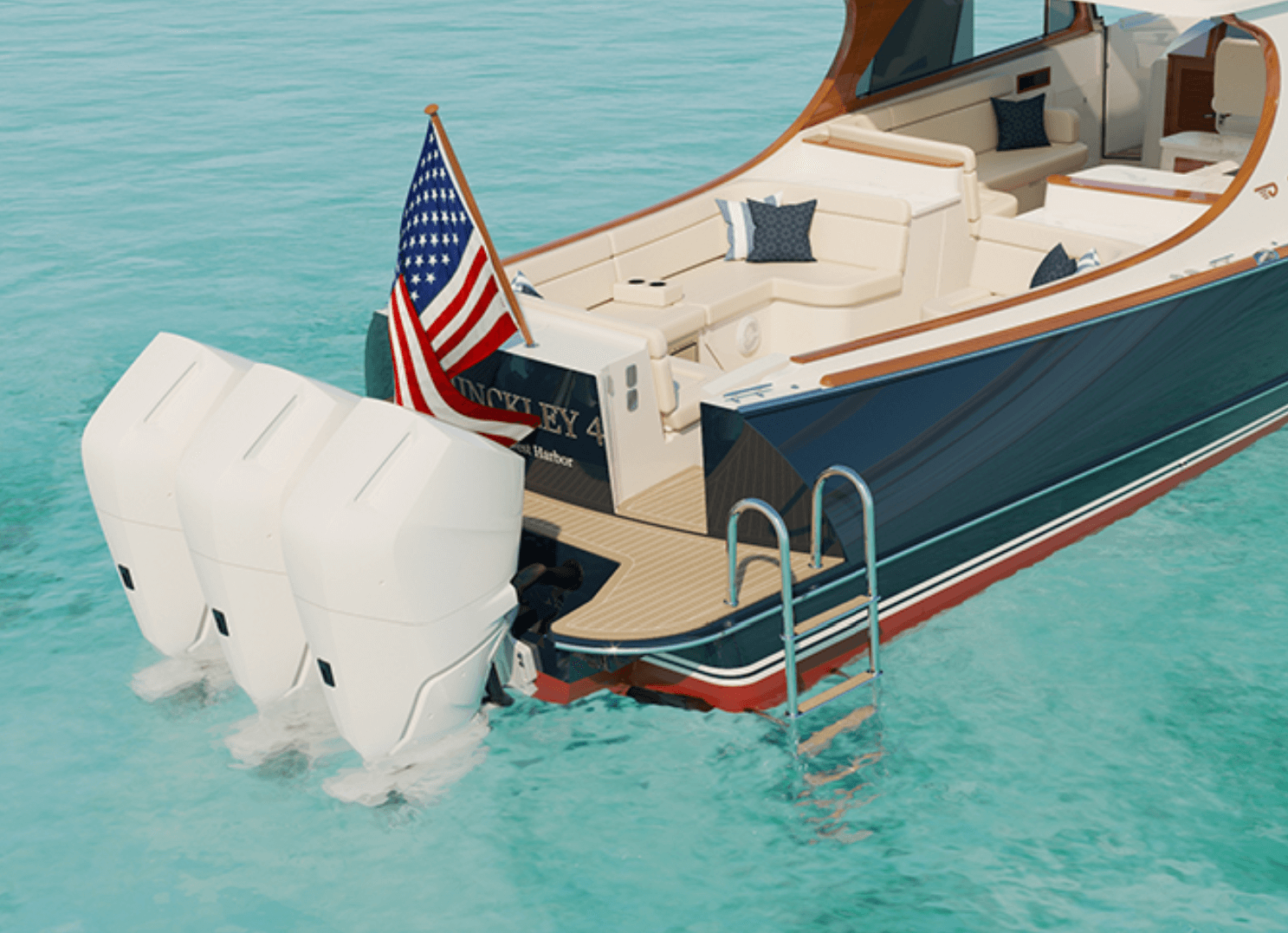 Hinckley 41 transom door, swim platform and removable ladder