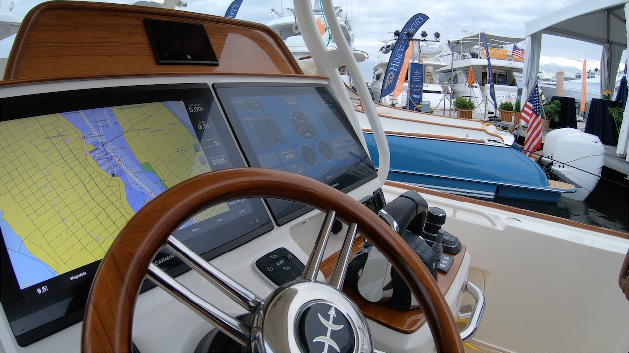 the view of the helm of 2022 Hunt 32 Center Console