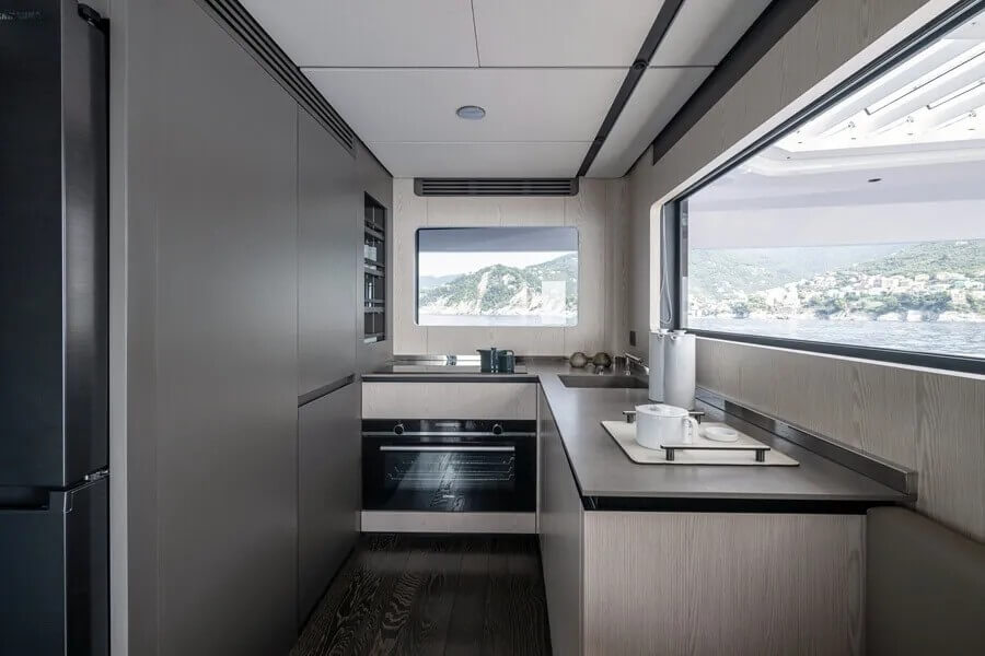 INFYNITO 80 forward galley on the main deck