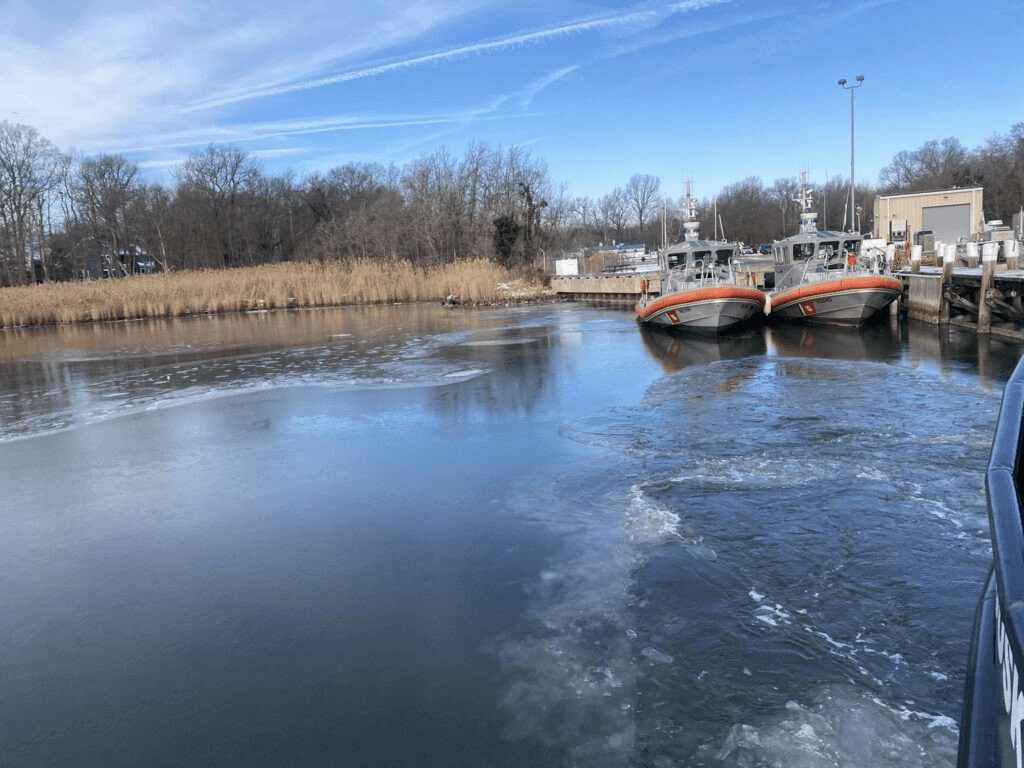 The ice covering the U.S. Coast Guard station at Fishing Creek in Annapolis may have been good news for rockfish.