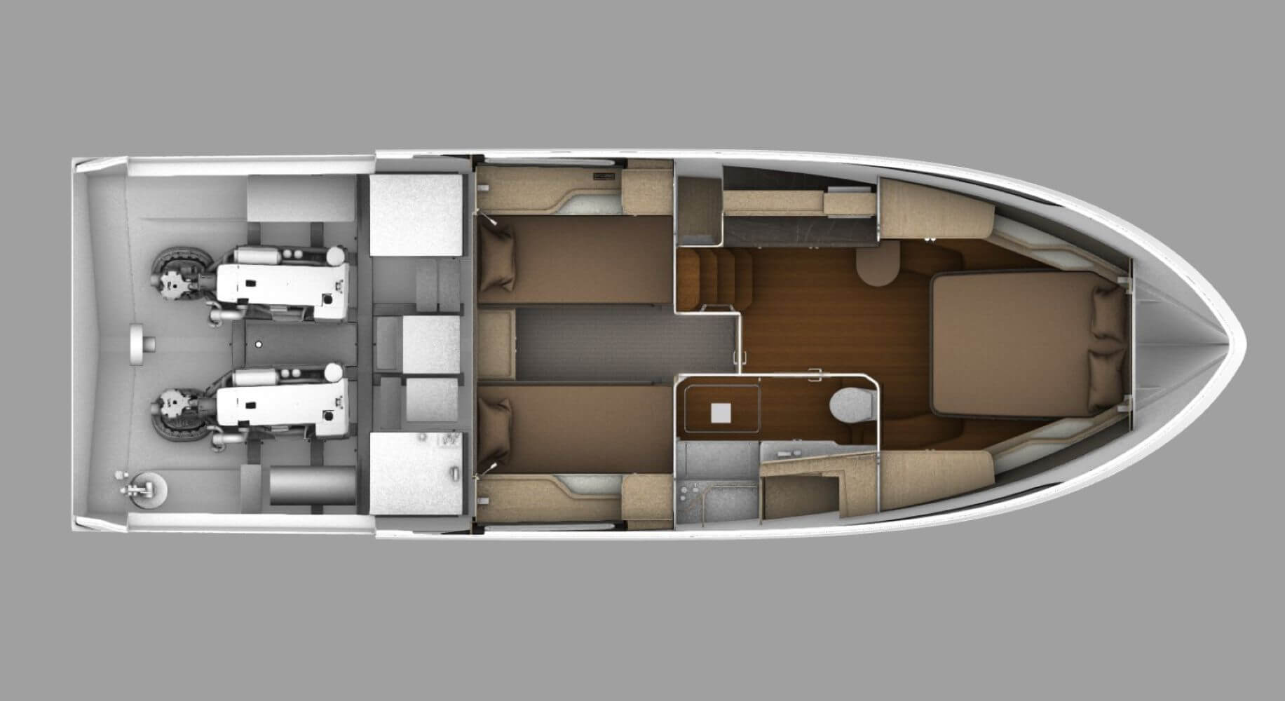 Level 43 ST layout showing guest cabin with two single berths