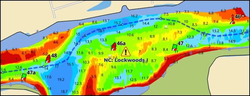 South on the ICW - MM 321.5 Lockwoods Folly depths