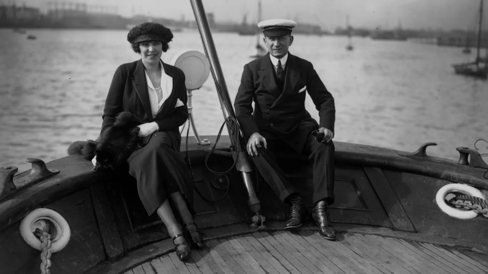 Guglielmo Marconi sitting on boat