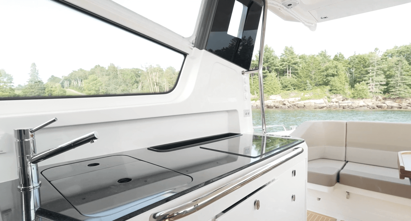 Nimbus W11 sink and two-burner stove top