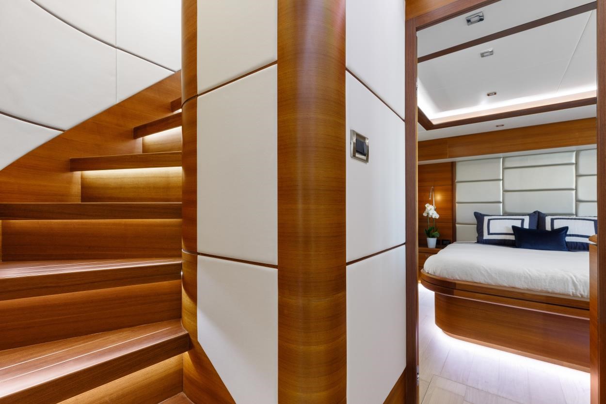 North Pacific 59' Pilothouse staircase from the salon
