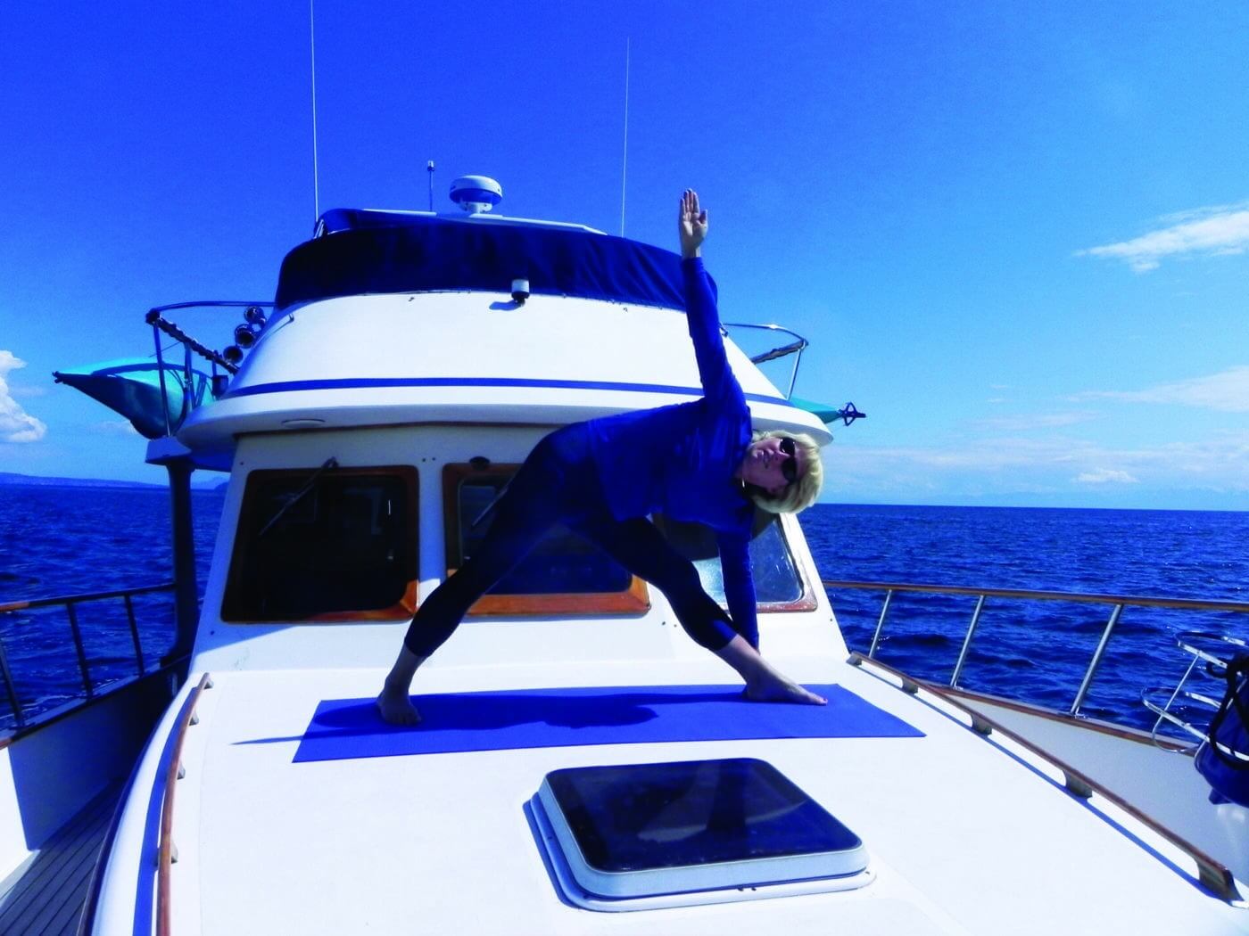Onboard fitness - Yoga is certainly in fashion, but it’s also a great way to stay limber on the boat