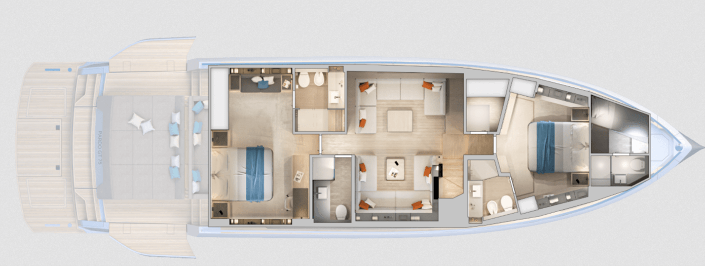 Pardo GT75 lower deck layout