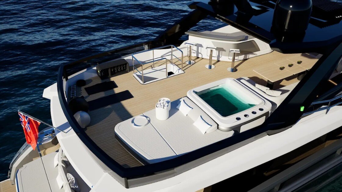 Pearl 100 Hybrid overhead view of jacuzzi area