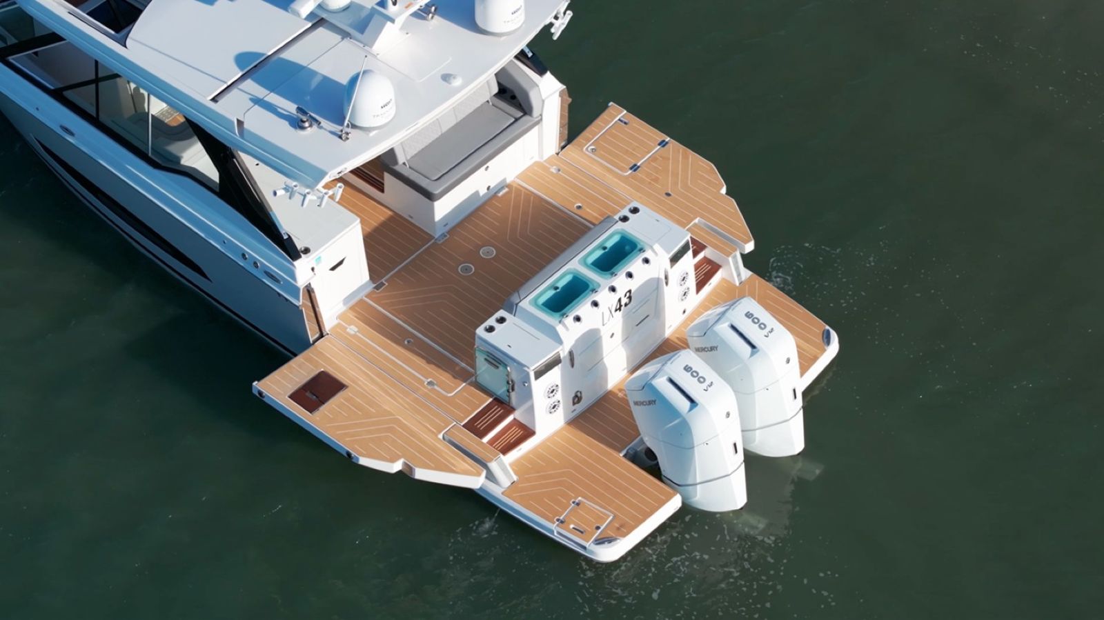Regal LX43 aft terraces fully deployed