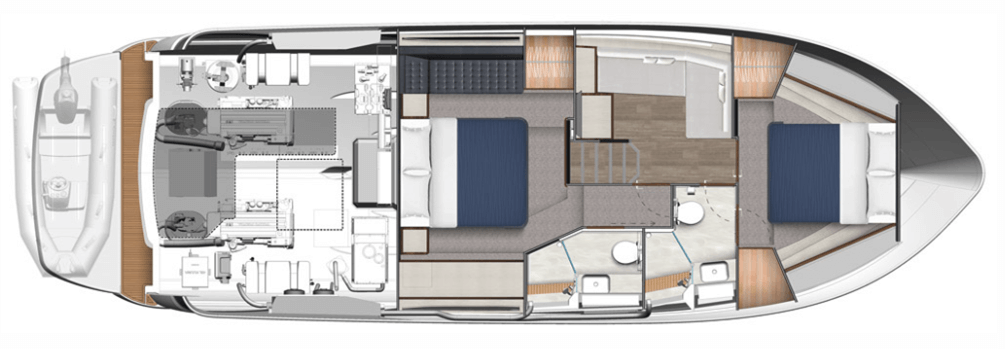 Accommodations with optional 2-stateroom configuration