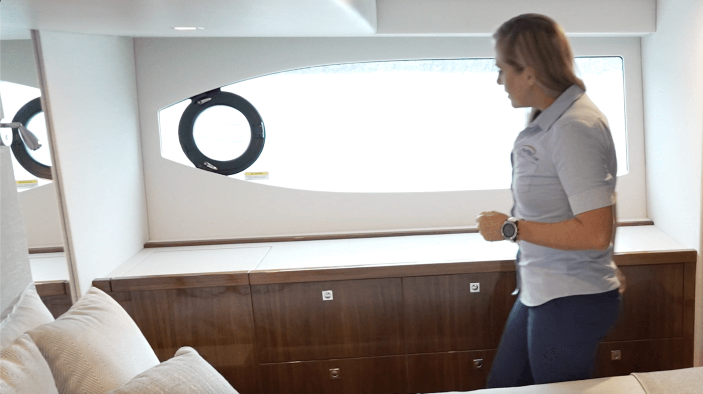 Wardrobe to port.  Portholes have sensors that alert the CZone system if they are open 