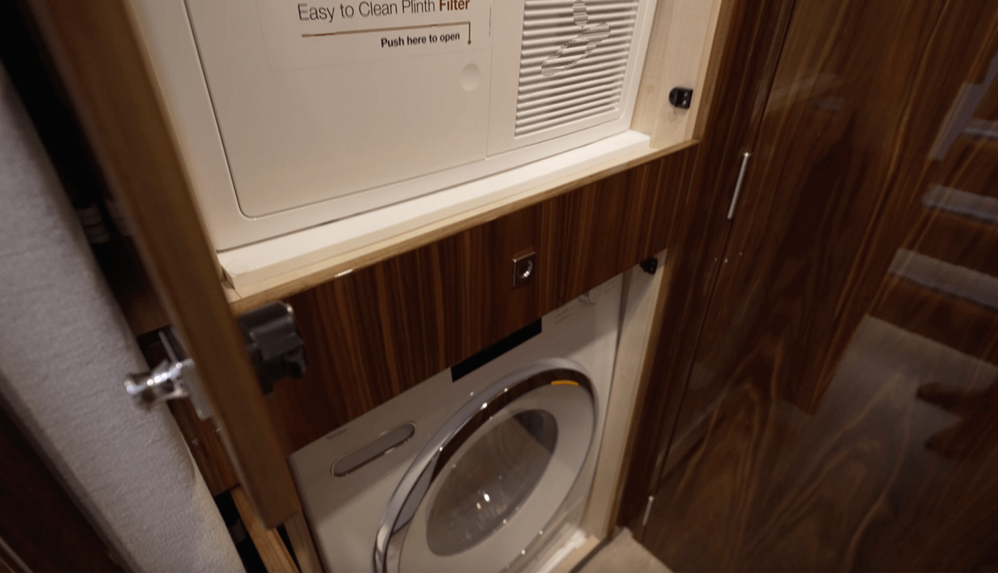 Full-sized, stacked washer and dryer