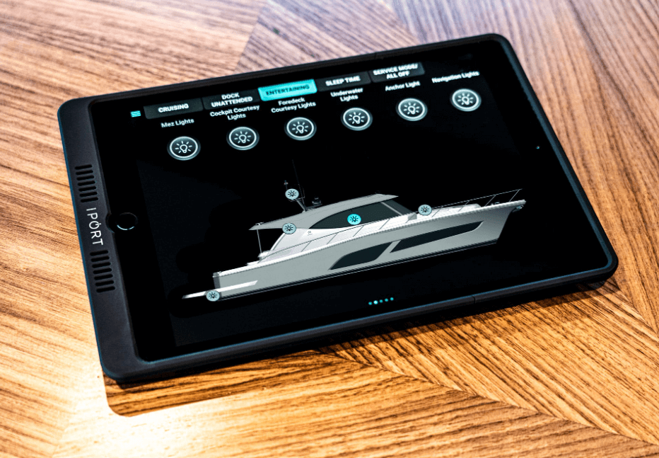 The CZone system installed aboard Riviera motor yachts monitors and reports battery status