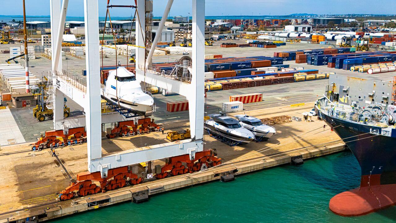 Record shipment to the United States of Queensland built Riviera motor yachts prepares for loading
