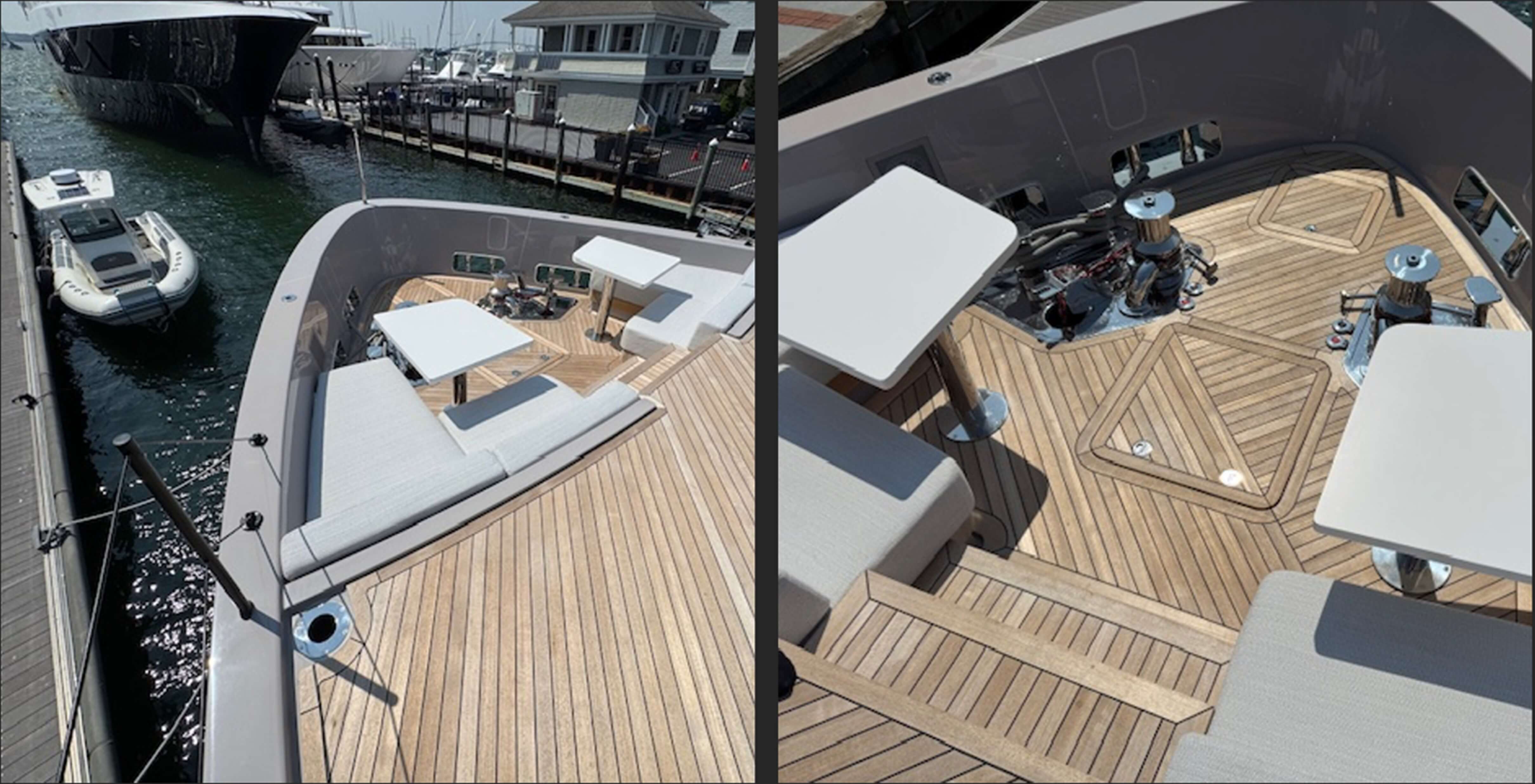 Sanlorenzo SD90 high bulwark at the bow