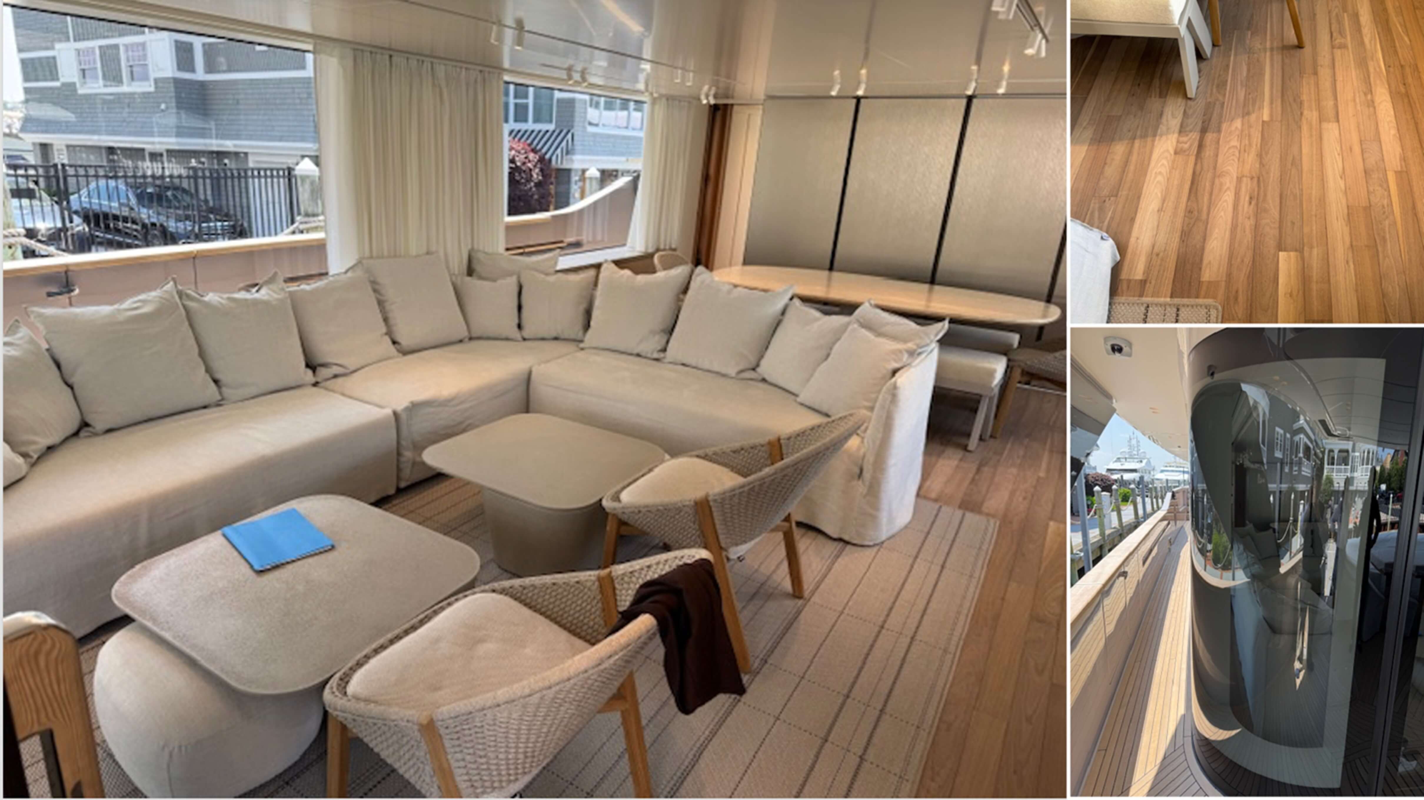 Sanlorenzo SD90 salon and dining area