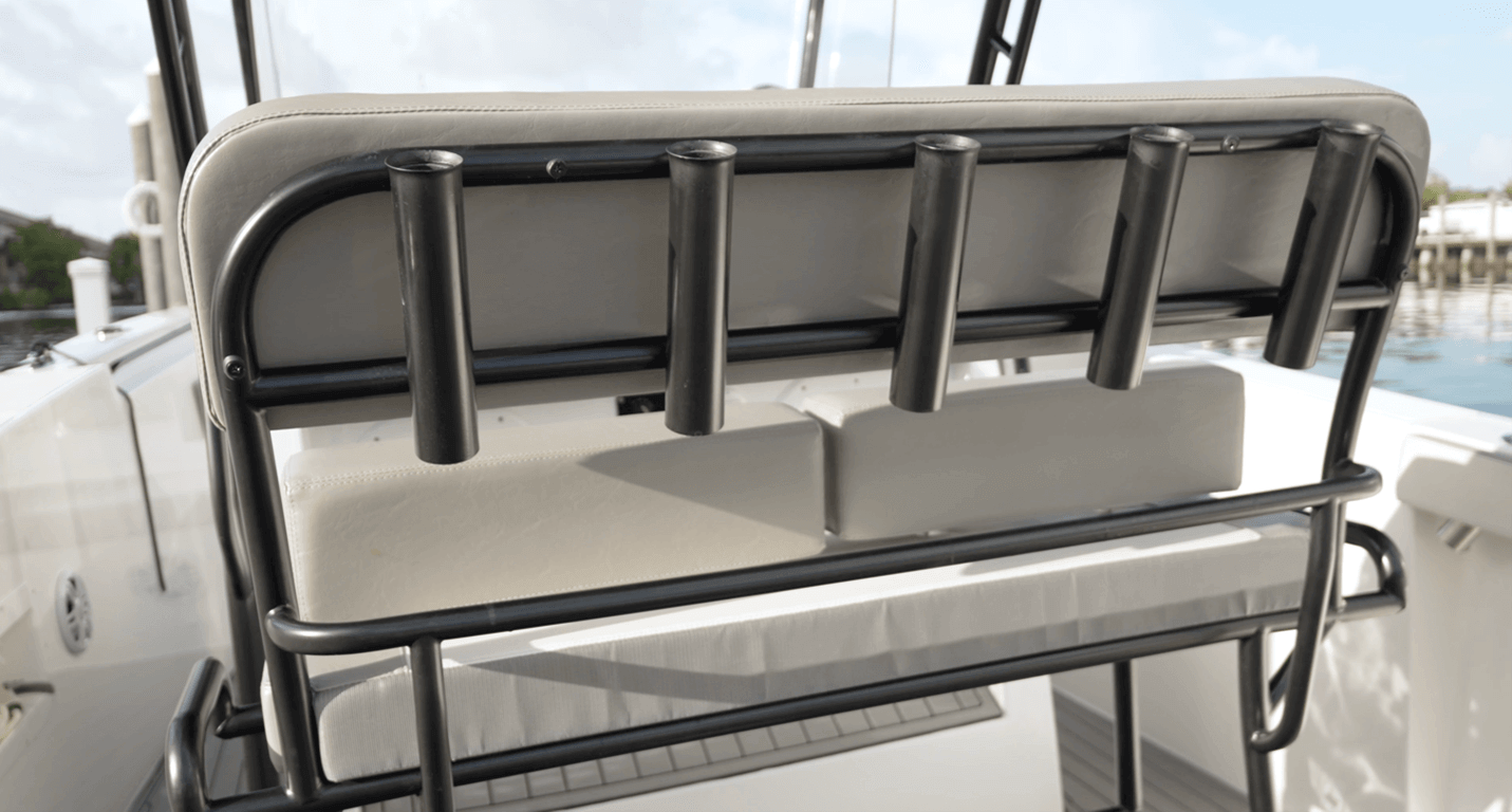 Seawell 290CC The back of the helm seat has five rod holders