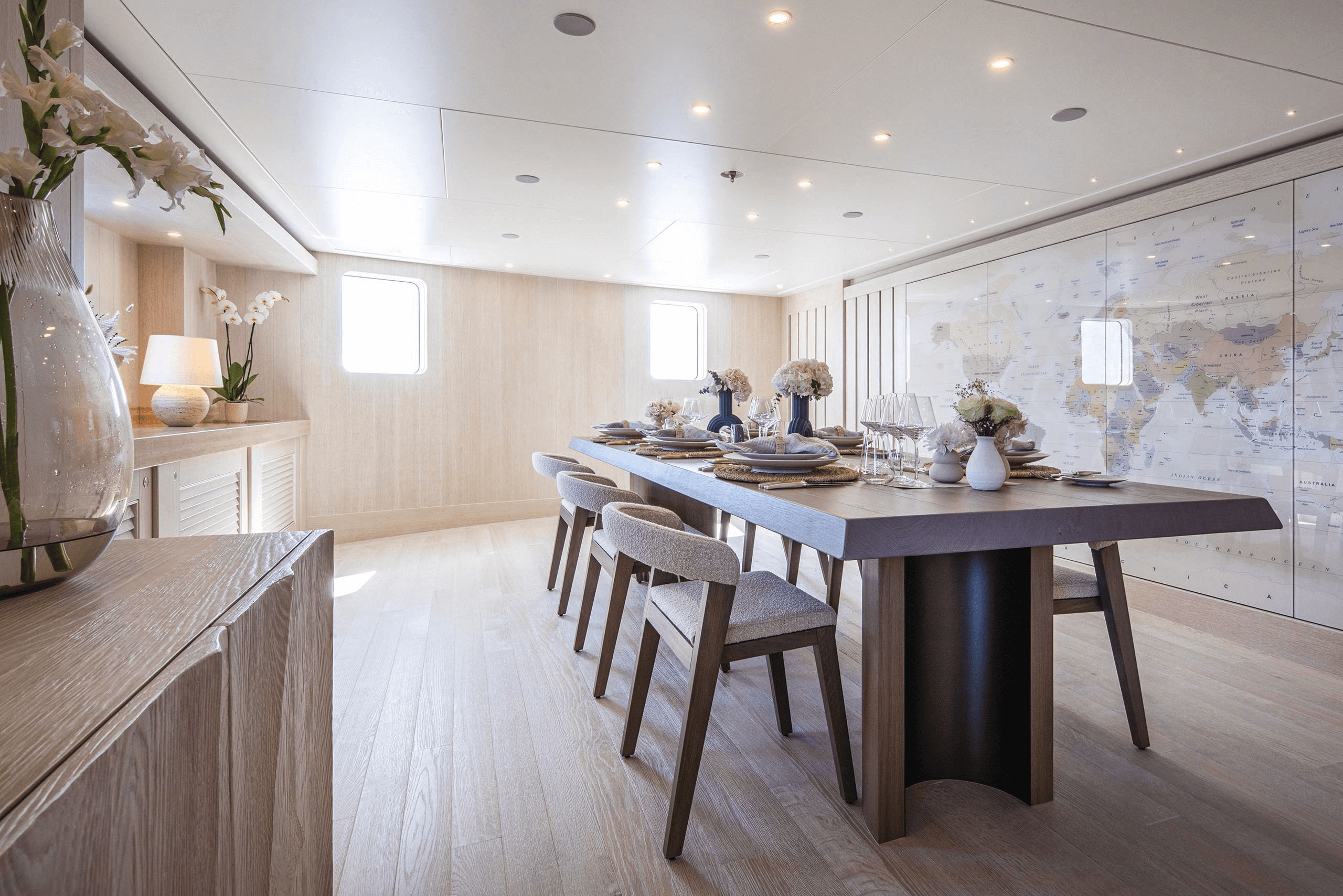 Born Performer - Jester superyacht indoor dining area