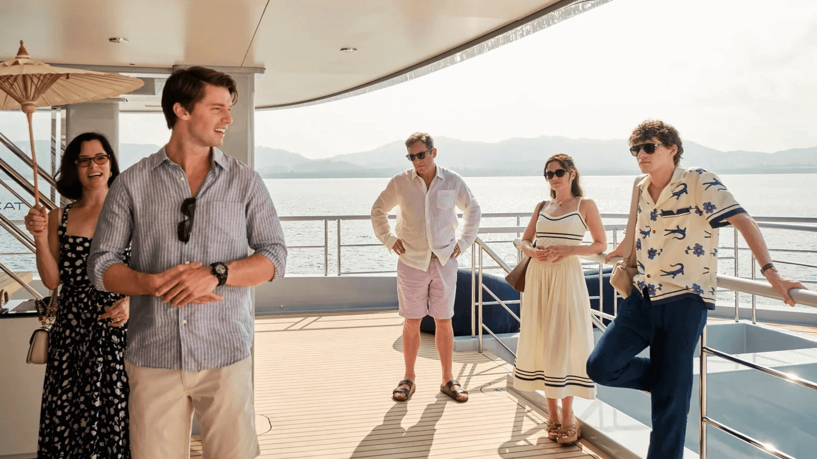 The White Lotus characters on board SpaceCat.